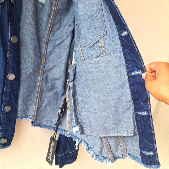 Blank NYC Dark Blue Denim Long Sleeve Distressed Women's Jacket Size S NWT - Picture 4 of 11